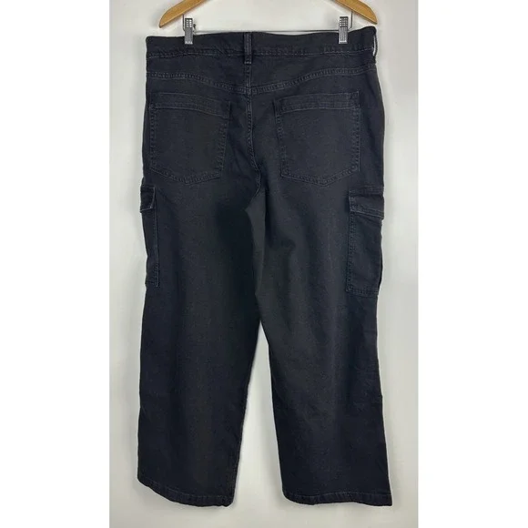 NWT Gap Mid Rise '90s Loose Cargo Jeans Washed Blk Grunge Baggy Skater Sz 33 16 - Picture 13 of 16